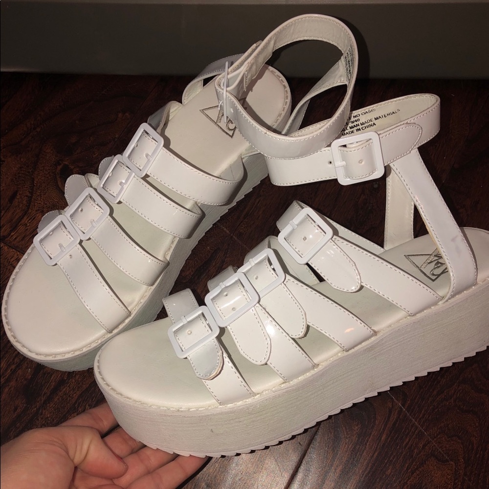 white platform sandals
